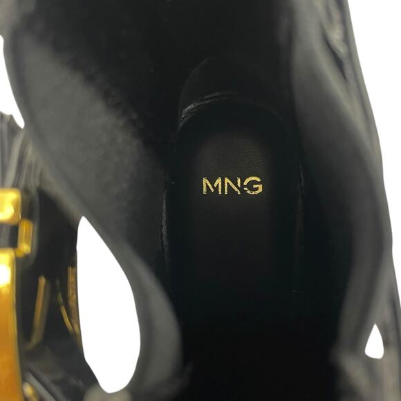 Mango Black Slip On Chelsea Boots Elastic Panel & Buckle Size 37/ 6.5 - Picture 11 of 12